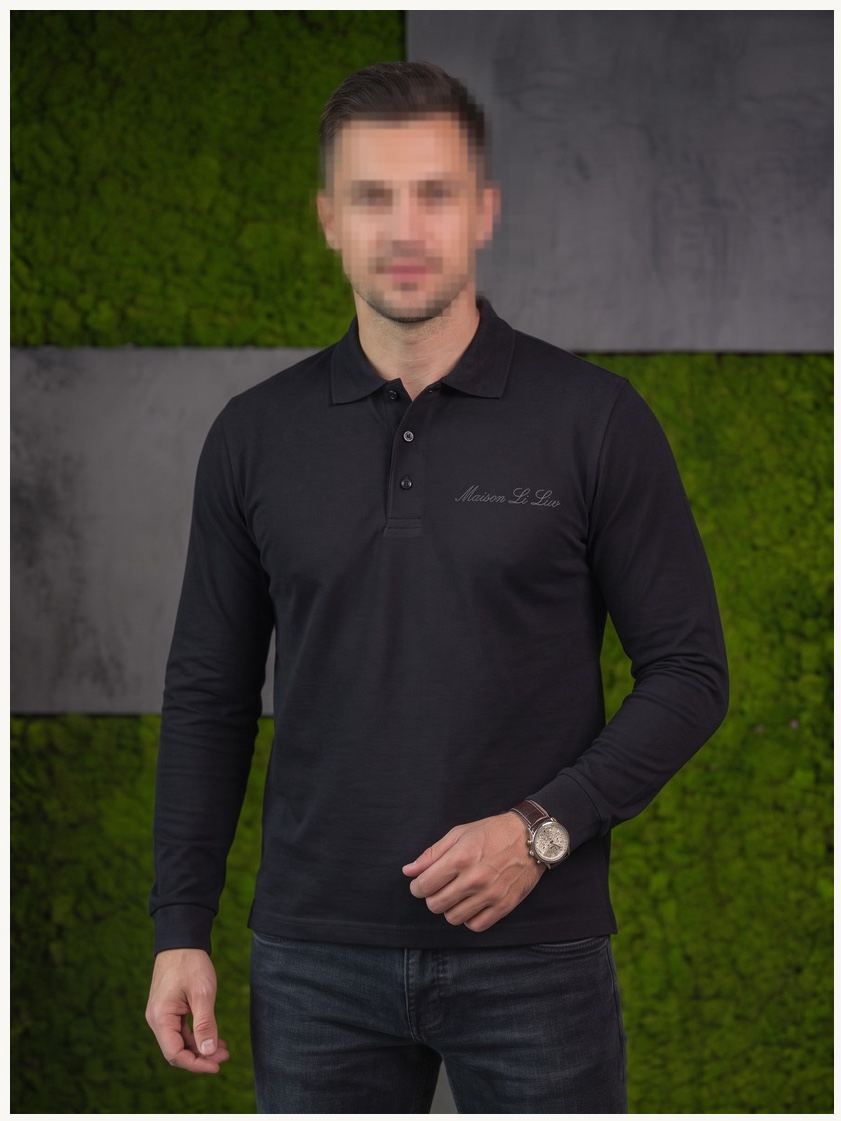 Black Long Sleeve Polo