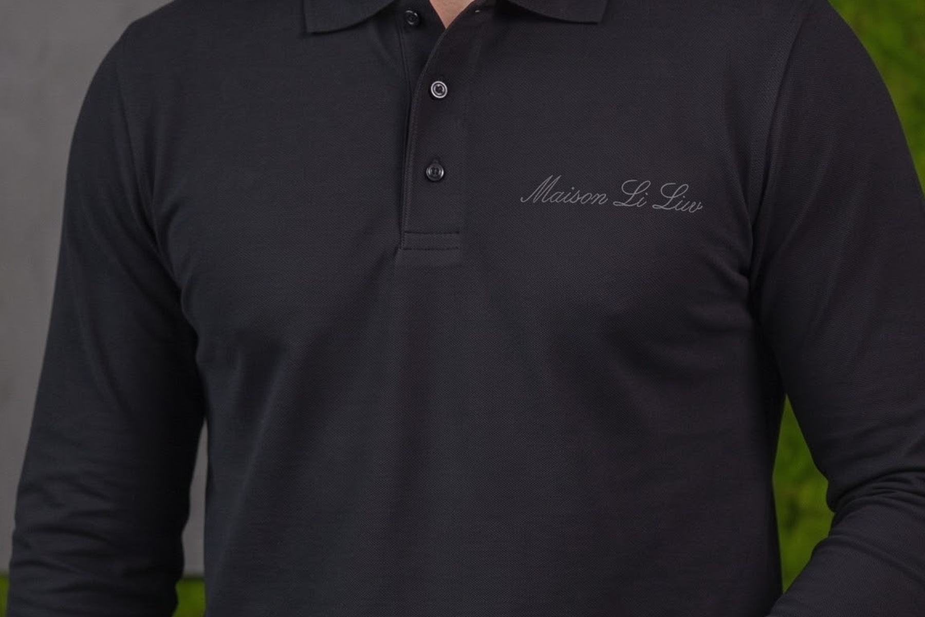 Black Long Sleeve Polo