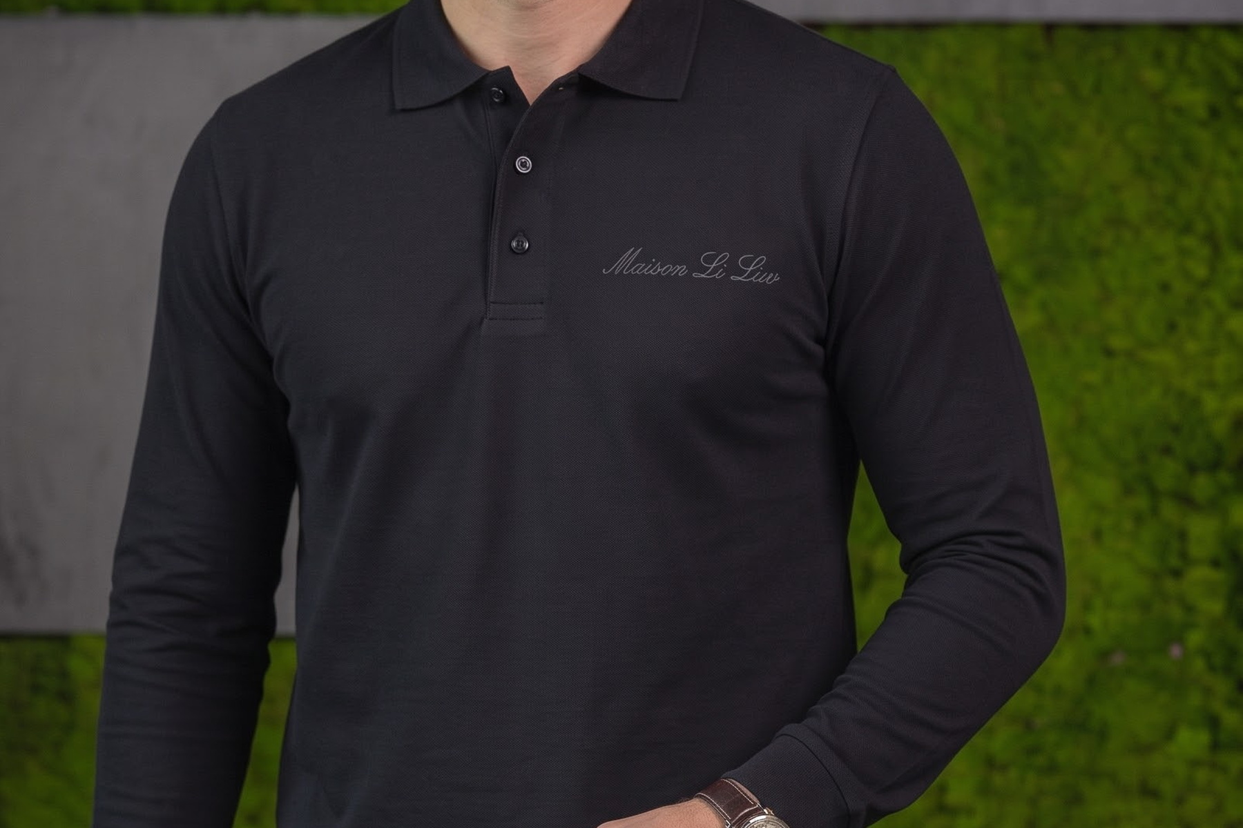 Black Long Sleeve Polo