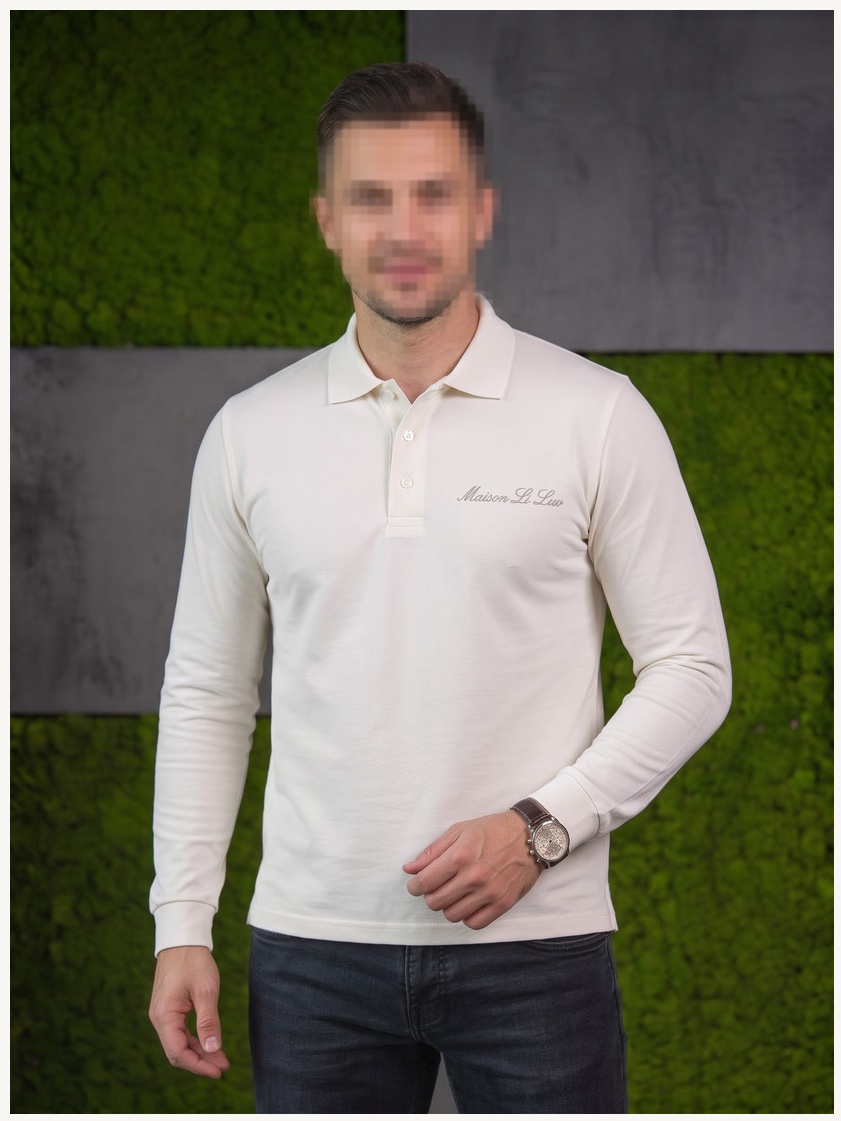 Cream Long Sleeve Polo