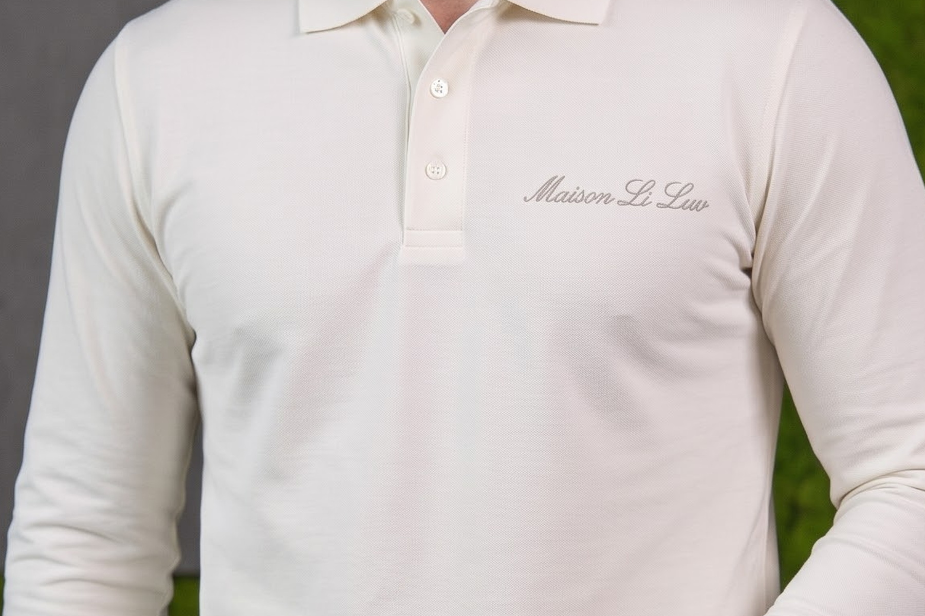 Cream Long Sleeve Polo