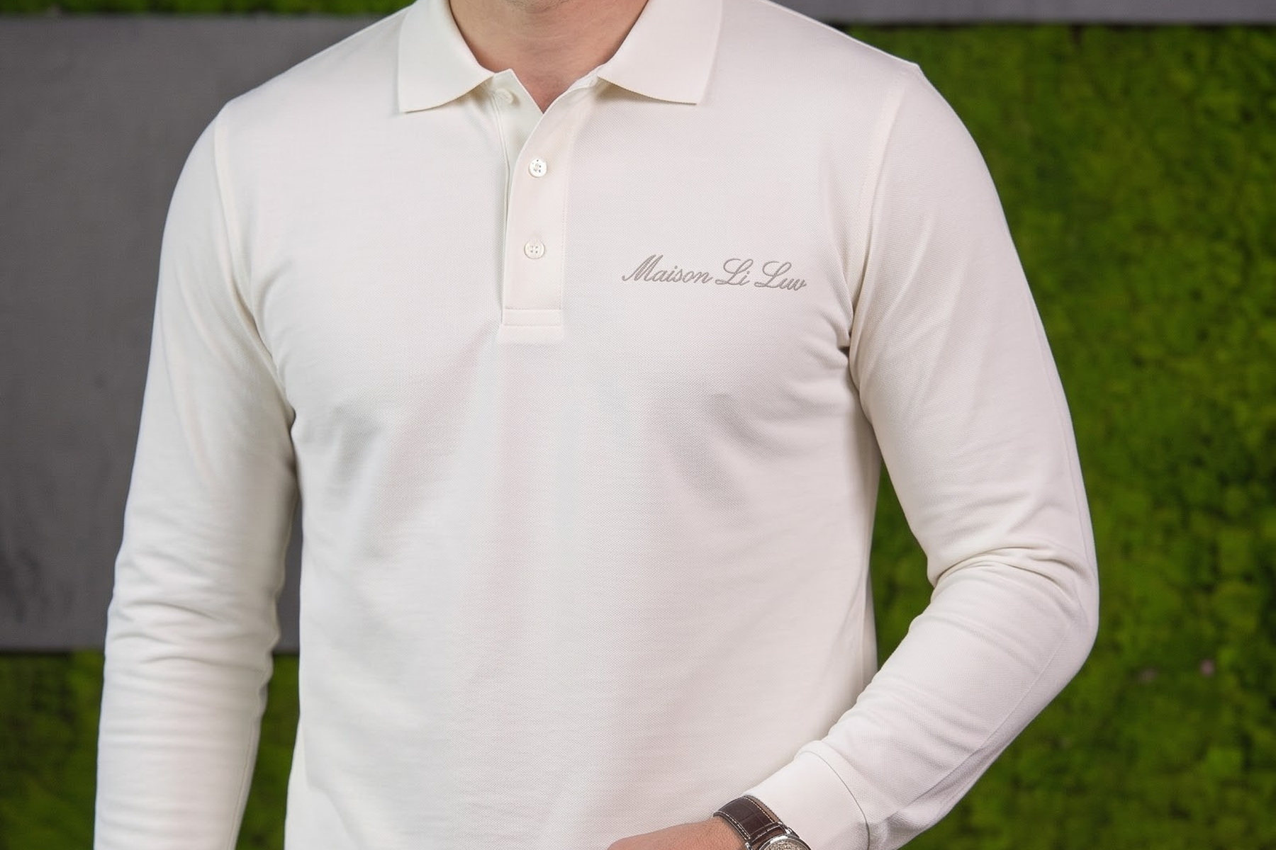Cream Long Sleeve Polo