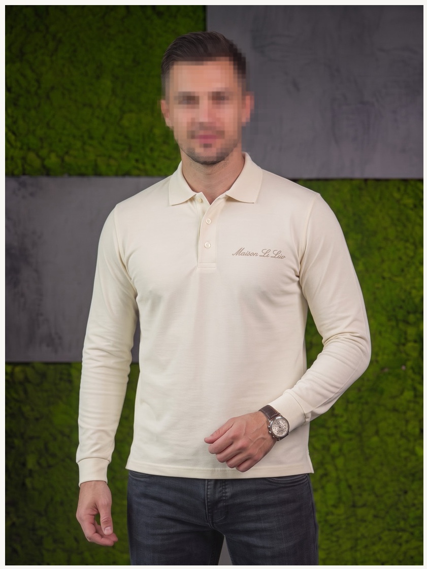 Ivory Long Sleeve Polo