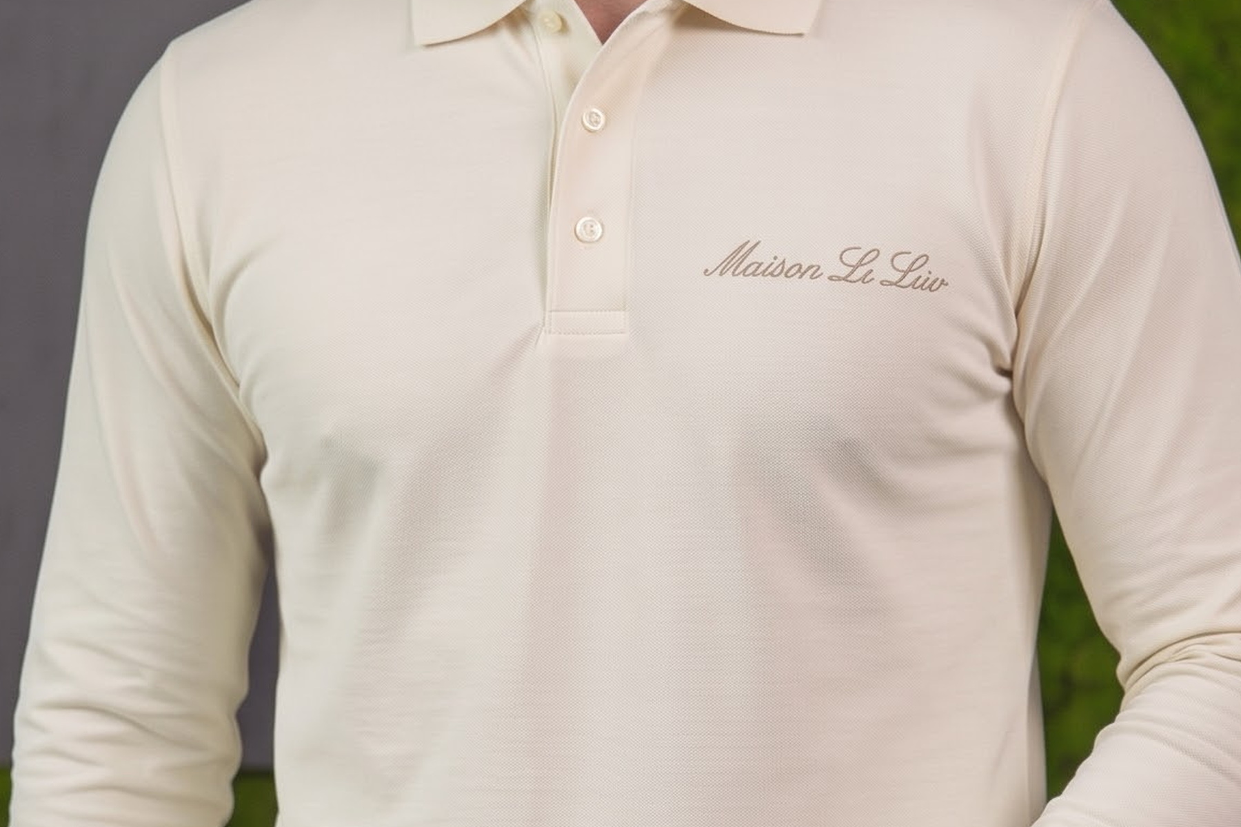 Ivory Long Sleeve Polo