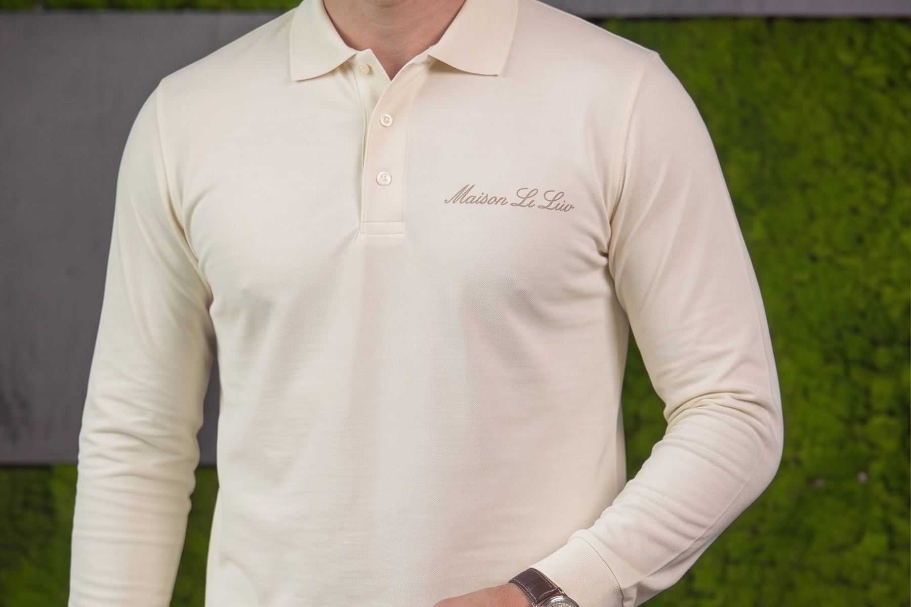 Ivory Long Sleeve Polo