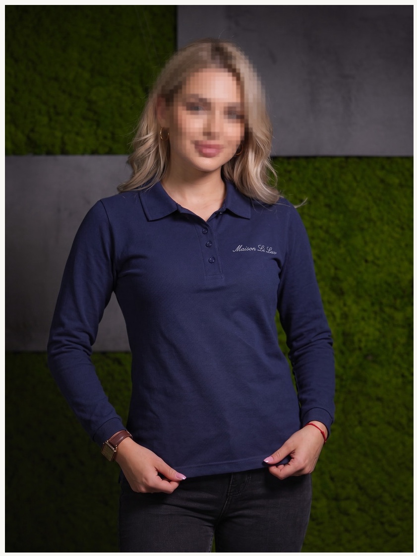 Women's Navy Long Sleeve Polo