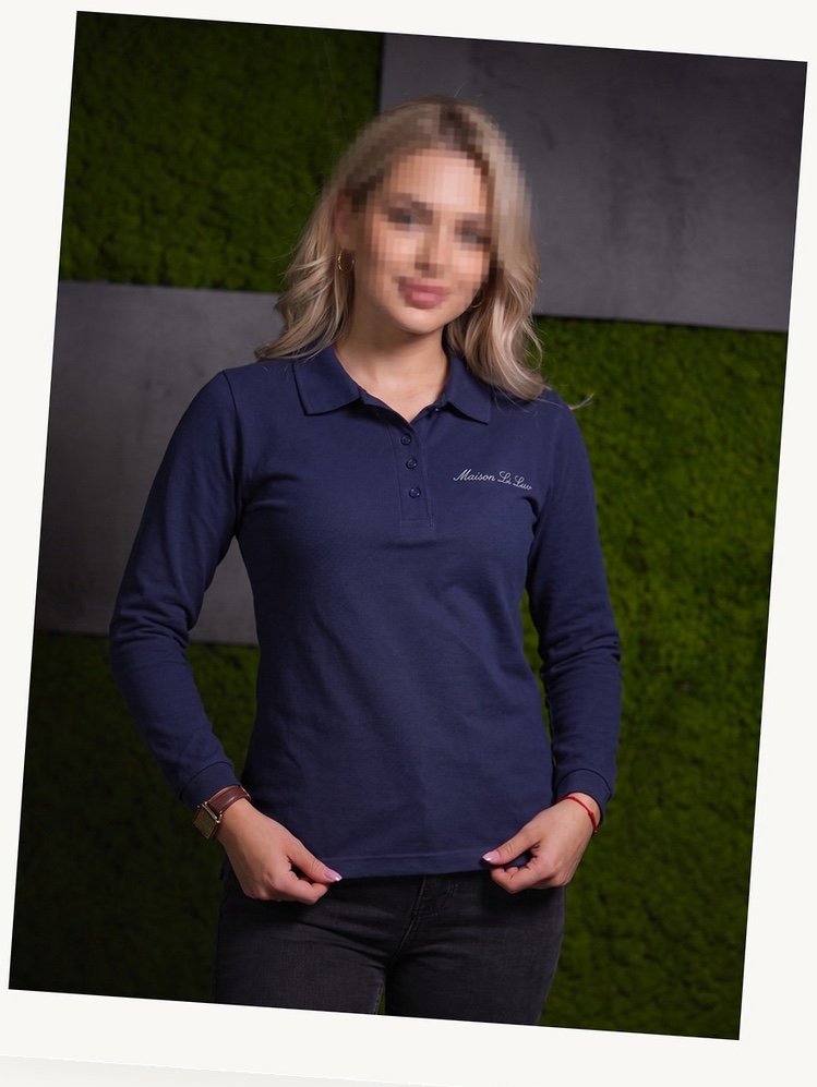 Women's Navy Long Sleeve Polo