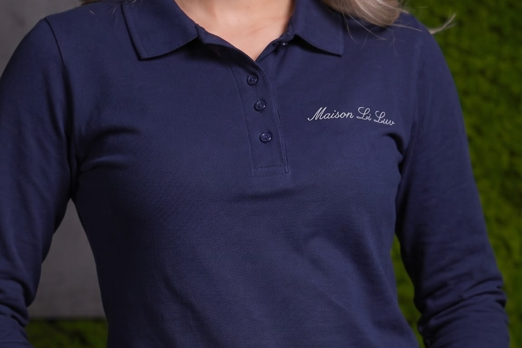 Women's Navy Long Sleeve Polo