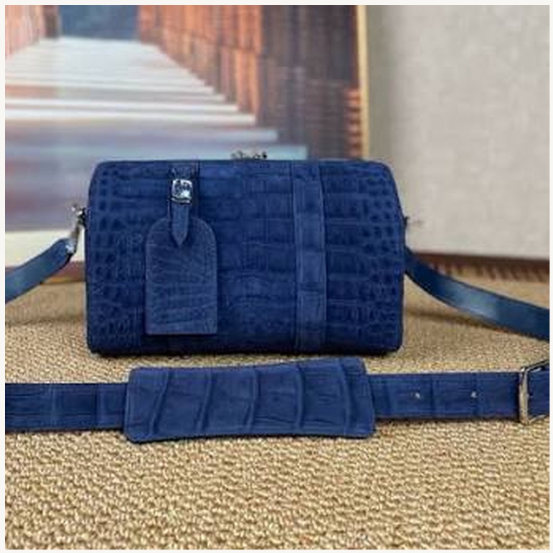Navy Barrel Bag