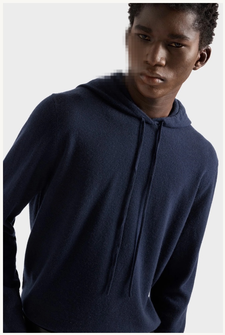 Navy Wool Hoodie