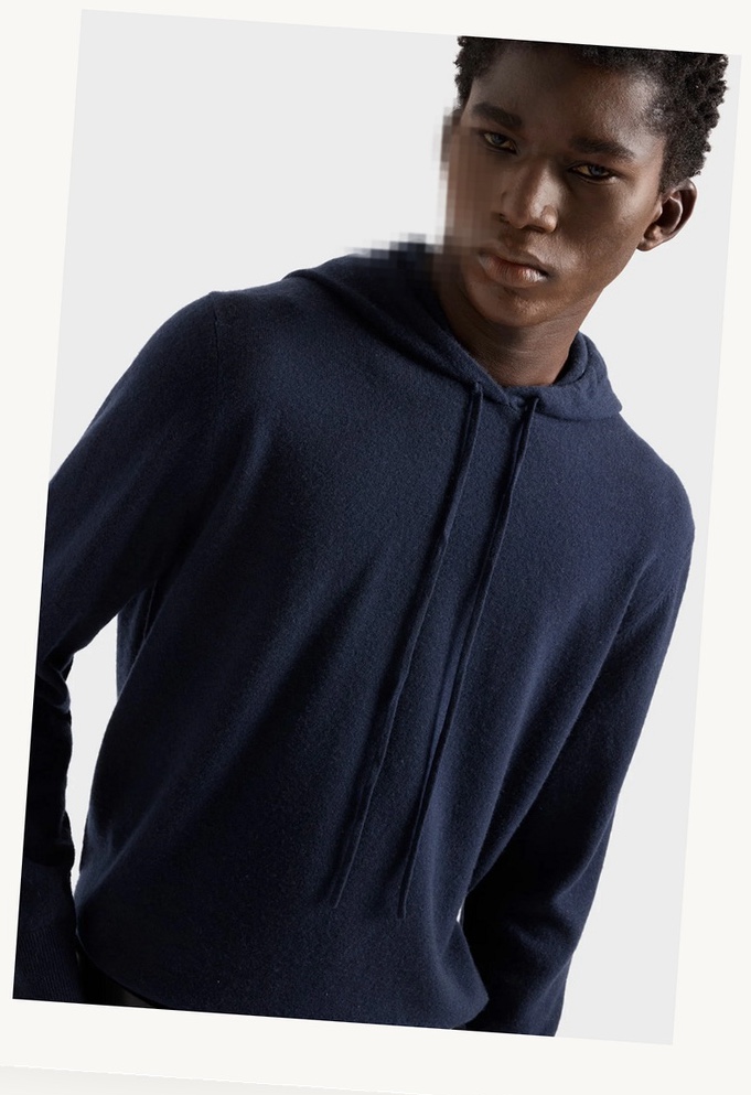 Navy Wool Hoodie